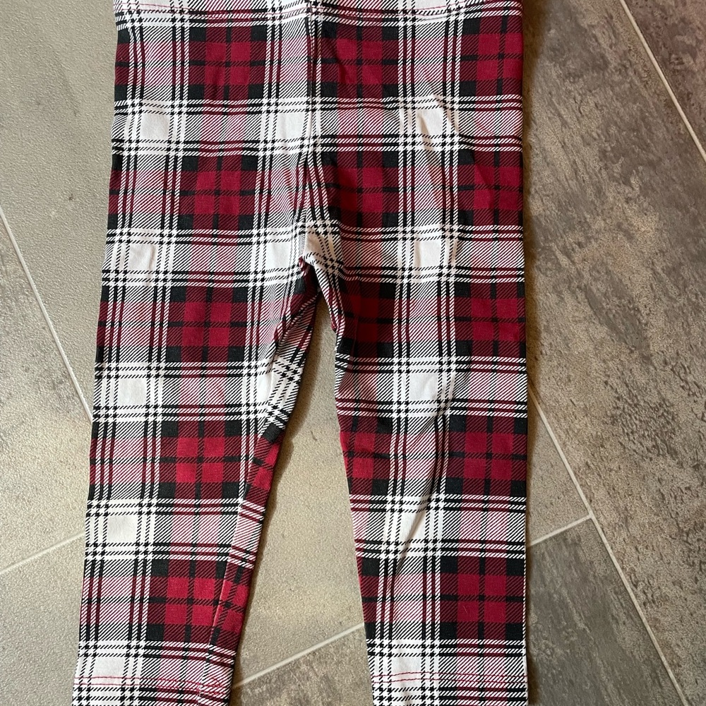2/$10 Joe Fresh Plaid Baby Leggings - Red and Black